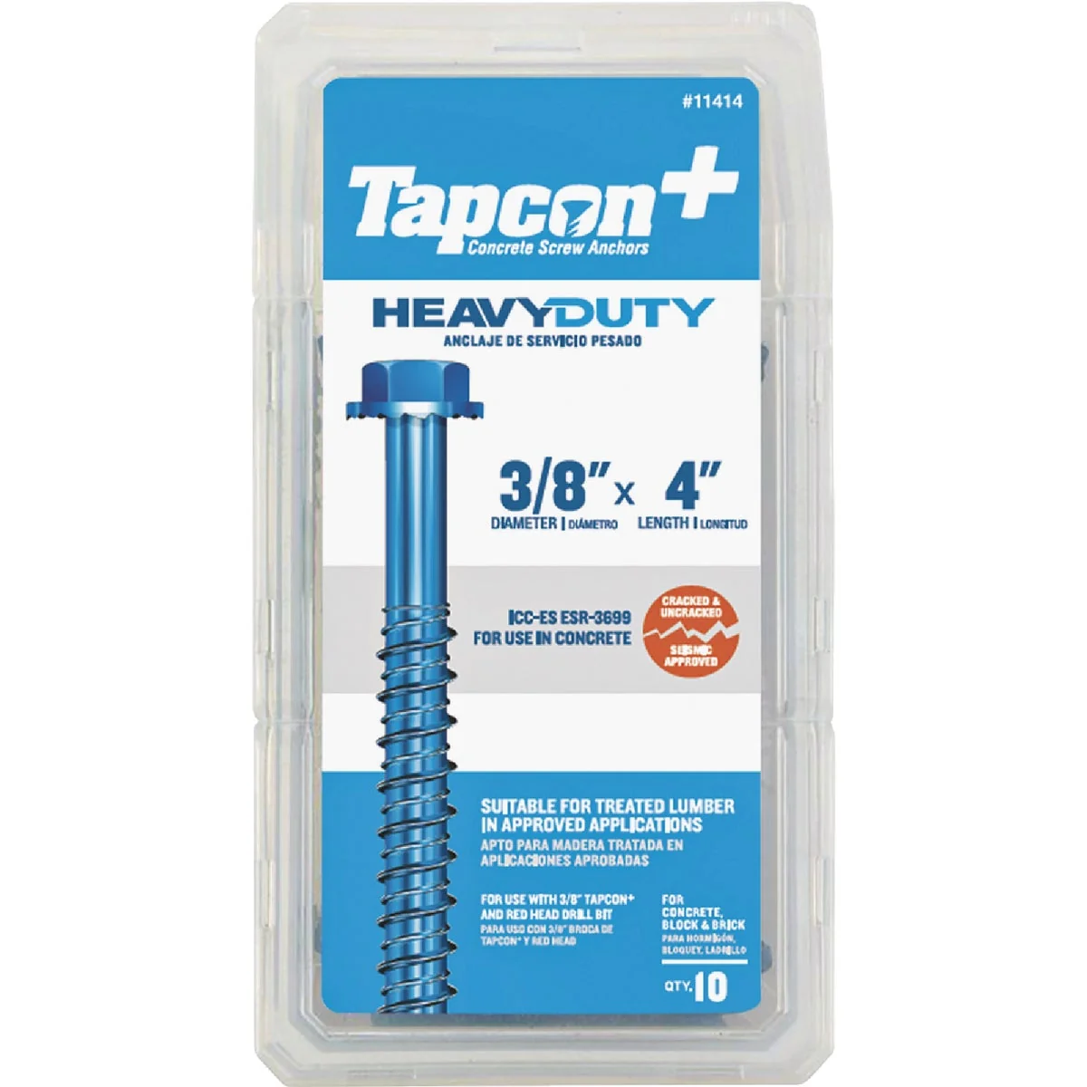 Fast Tapcon 3 8 In. x 4 In. Hex Washer Concrete Screw Anchor 10 Ct. Casual