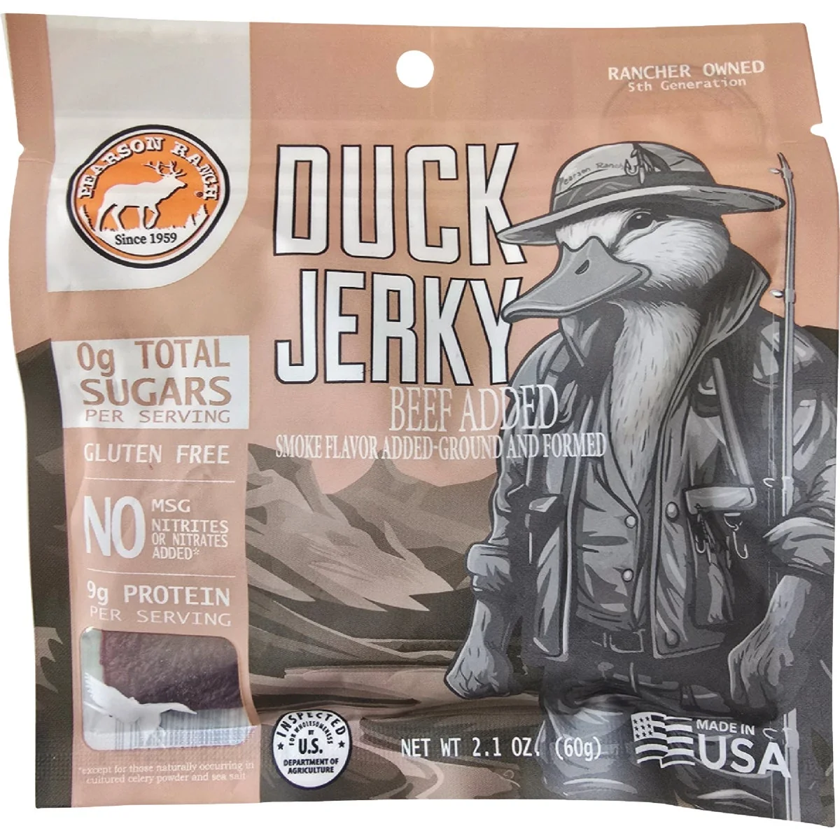 Genuine Pearson Ranch 2.1 Oz. Duck Hickory Smoked Jerky Powerful