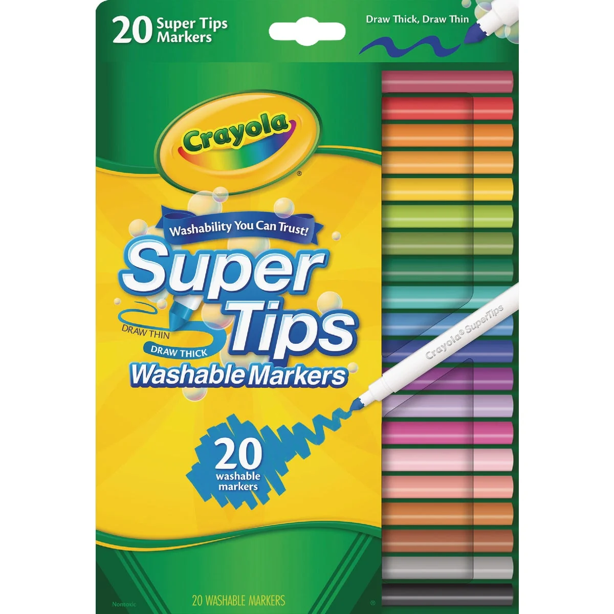 Fine Crayola Assorted Color Super Tips Washable Markers 20-Count Unique