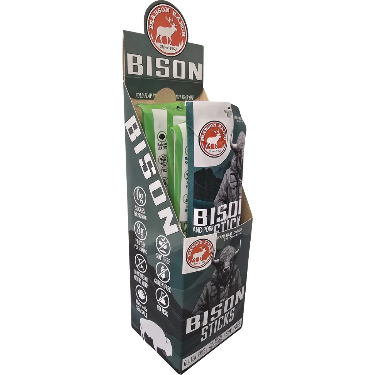Convenient Pearson Ranch 3 Oz. Bison Snack Sticks PDQ Caddy 6-Packs Trendy