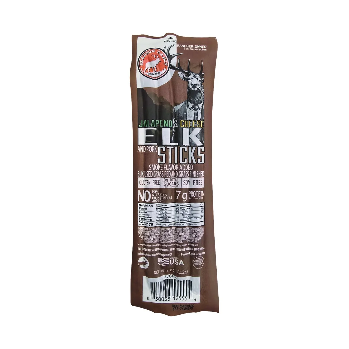 Innovative Pearson Ranch 4 Oz. Elk Jalapeno Cheese Snack Sticks PDQ Caddy 6-Packs Solid