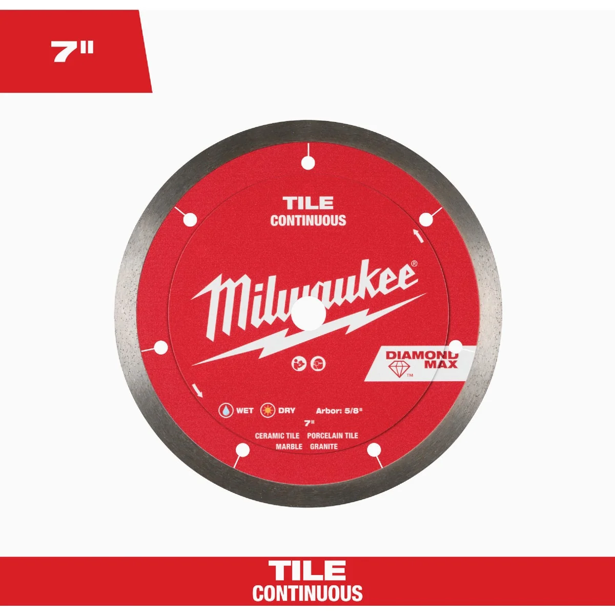 Relaxed Milwaukee DIAMOND MAX 7 In. Continuous Rim Tile Diamond Blade Practical