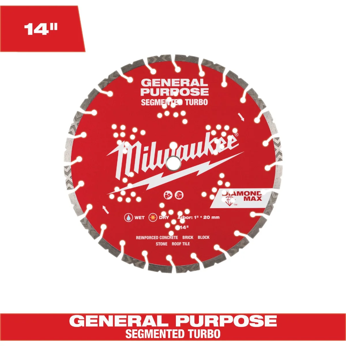 Versatile Milwaukee DIAMOND MAX 14 In. Segmented Turbo Rim General Purpose Diamond Blade Fashionable
