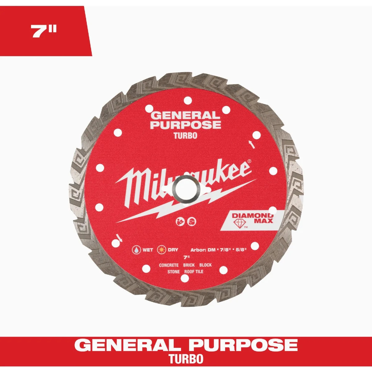 Authentic Milwaukee DIAMOND MAX 7 In. Turbo Rim General Purpose Diamond Blade Artisan