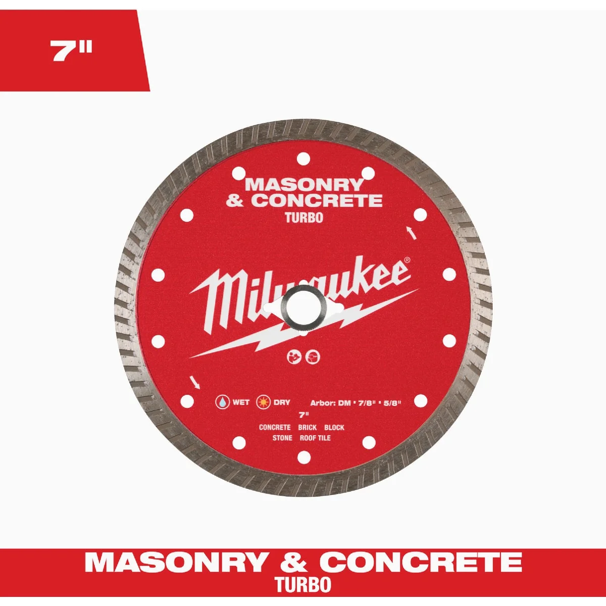 Practical Milwaukee 7 In. Turbo Rim Masonry Concrete Diamond Blade Professional
