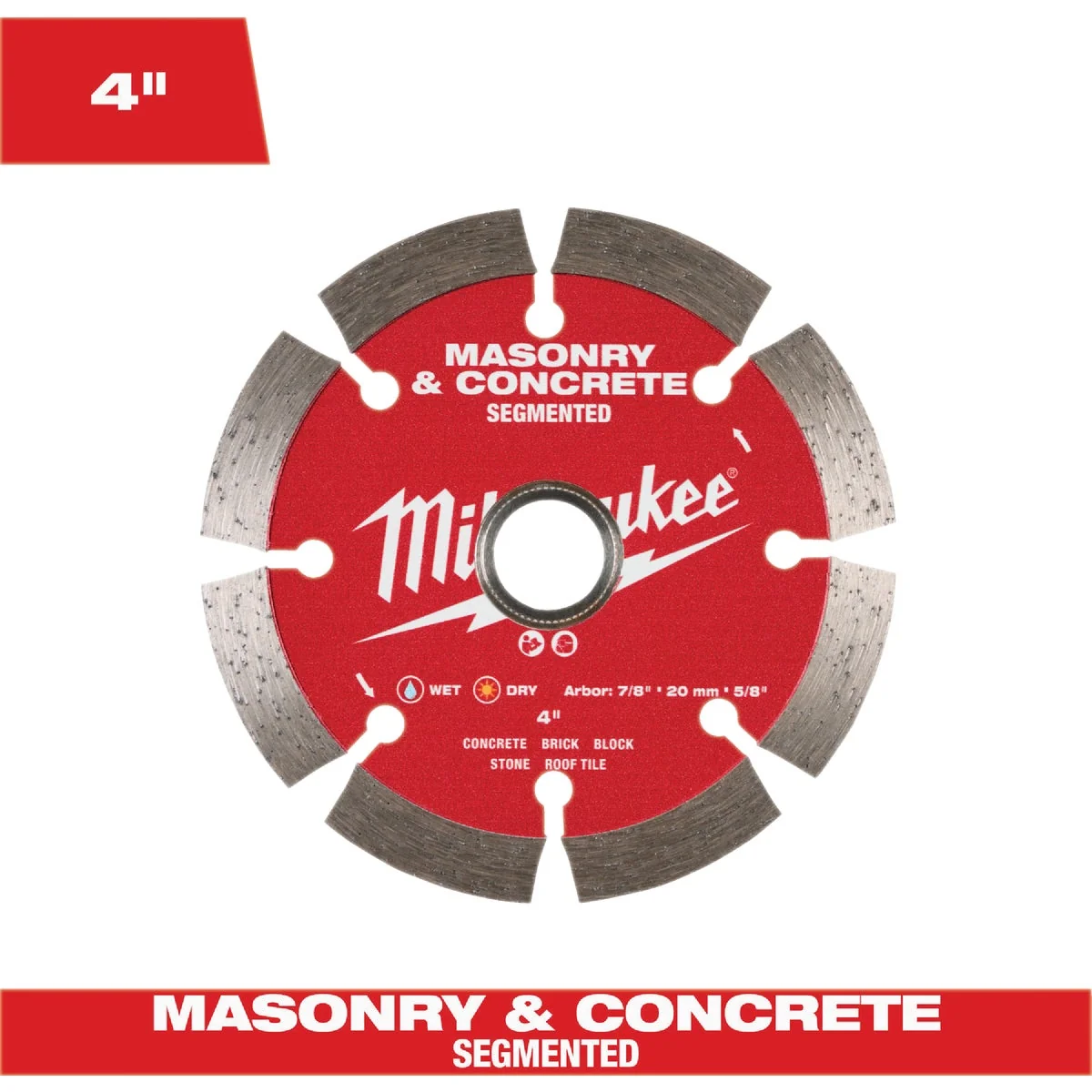 Clean Milwaukee 4 In. Segmented Rim Masonry Concrete Diamond Blade High-End