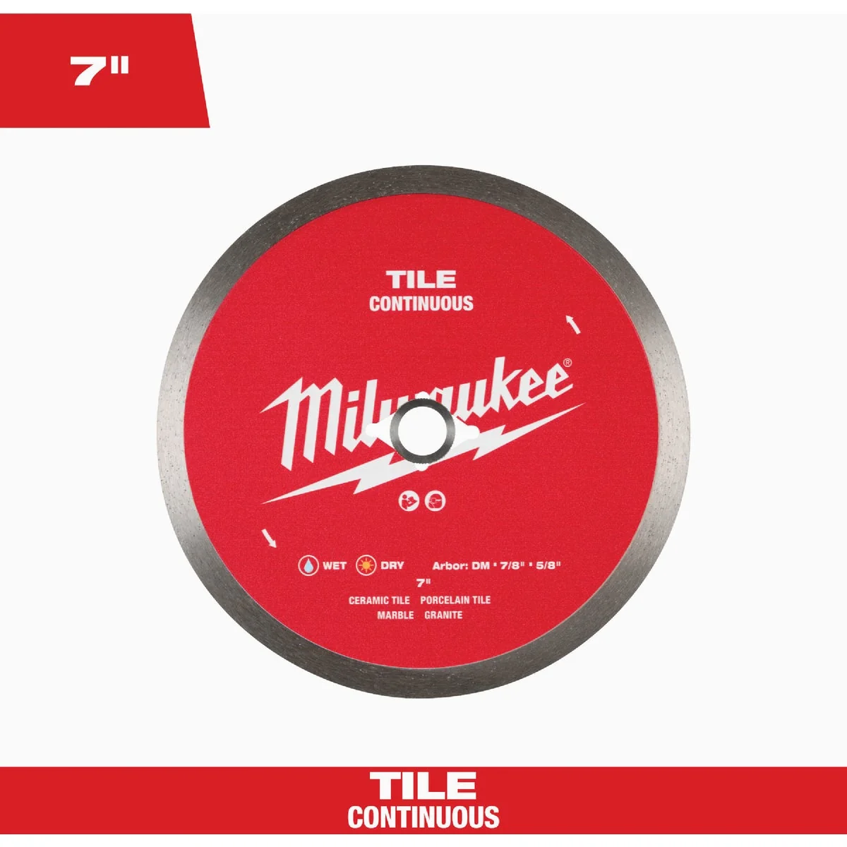 Optimized Milwaukee 7 In. Continuous Rim Tile Diamond Blade Functional