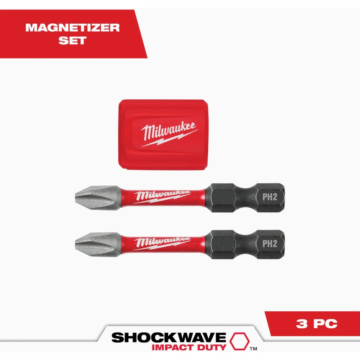 Smooth Milwaukee SHOCKWAVE 3-Piece Impact Magnetic Attachment PH2 Bit Set Easy-to-Use