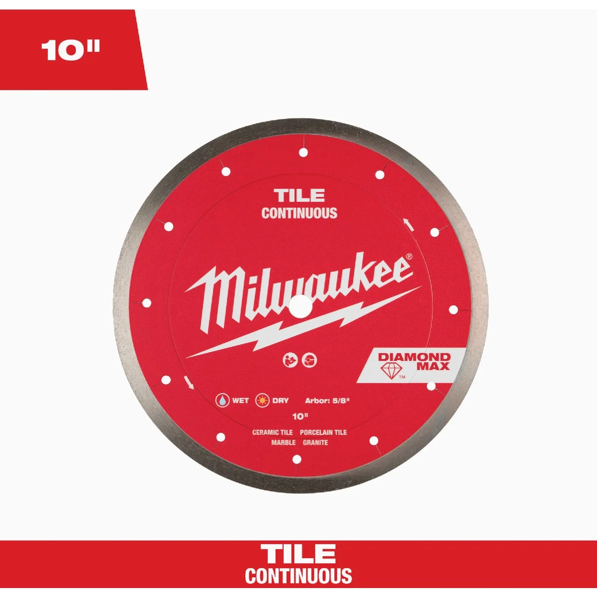 Selected Milwaukee DIAMOND MAX 10 In. Continuous Rim Tile Diamond Blade Excellent