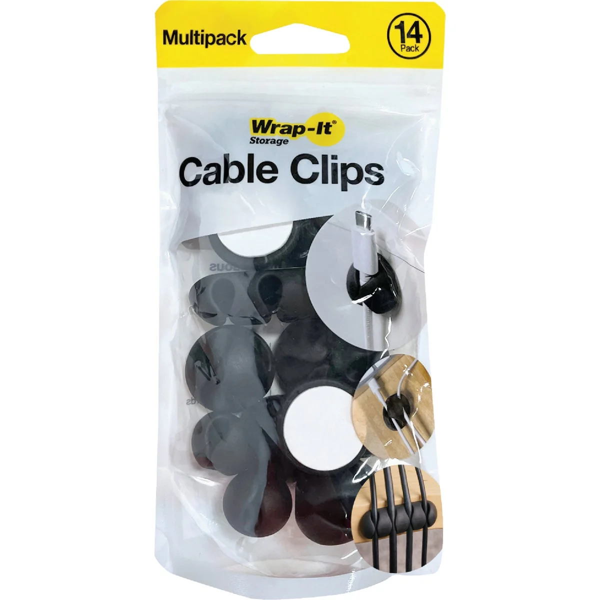 Detailed Wrap-It Storage Single Black Cable Clip 14-Pack Enhanced