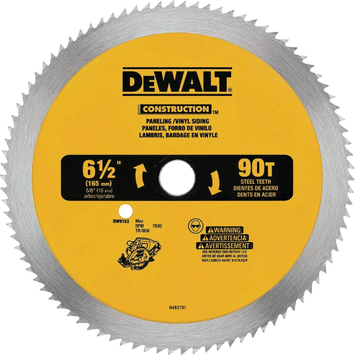 Certified DEWALT 6-1 2 In. 90-Tooth Vinyl Paneling Steel Circular Saw Blade Luxury