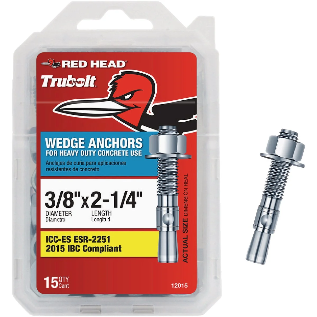 Pure Red Head 3 8 In. x 2-1 4 In. Wedge Anchor 15 Ct. Fine Crafted