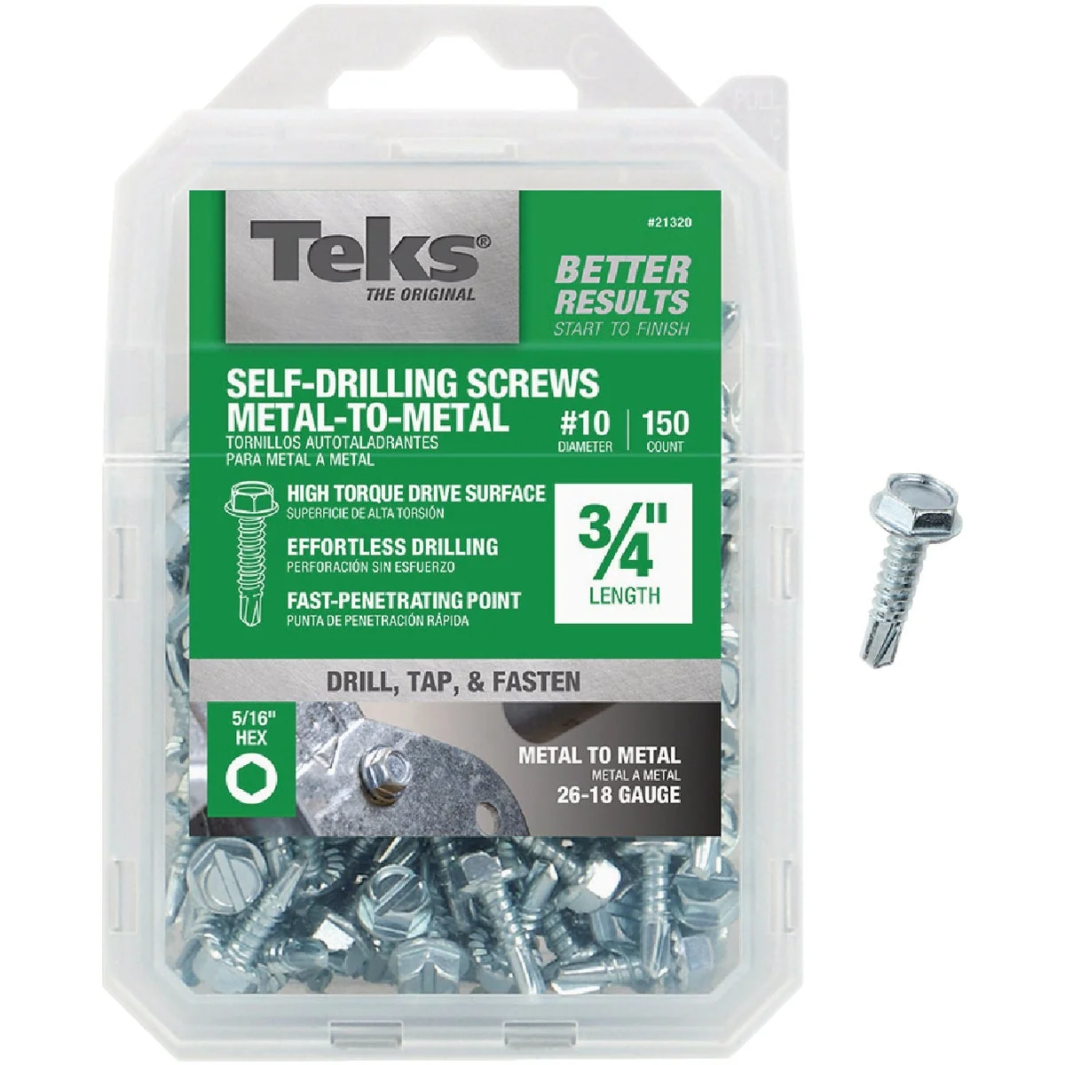 Prestigious Teks 10 x 3 4 In. Hex Washer Head Drill Point Metal to Metal Screw 150 Ct. Reliable