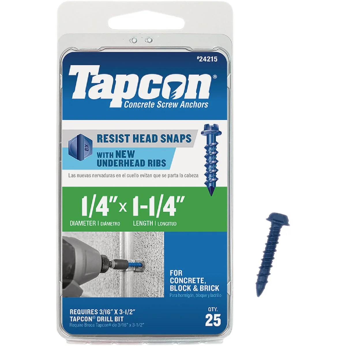 Traditional Tapcon 1 4 In. x 1-1 4 In. Hex Washer Head Concrete Screw Anchors 25 Ct. Verified