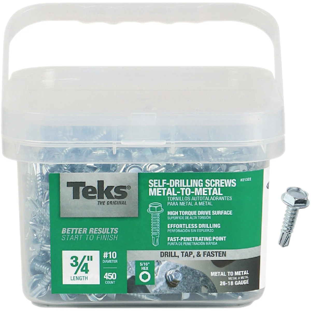 User-Friendly Teks 10 x 3 4 In. Hex Washer Head Drill Point Metal to Metal Screw 450 Ct. Natural
