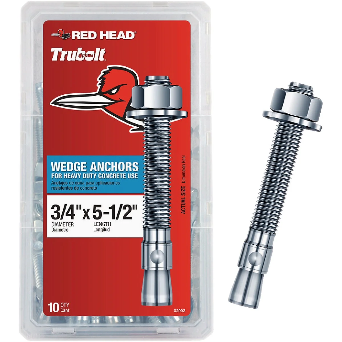 Easy-to-Use Red Head 3 4 In. x 5-1 2 In. Wedge Anchor 10 Ct. Solid