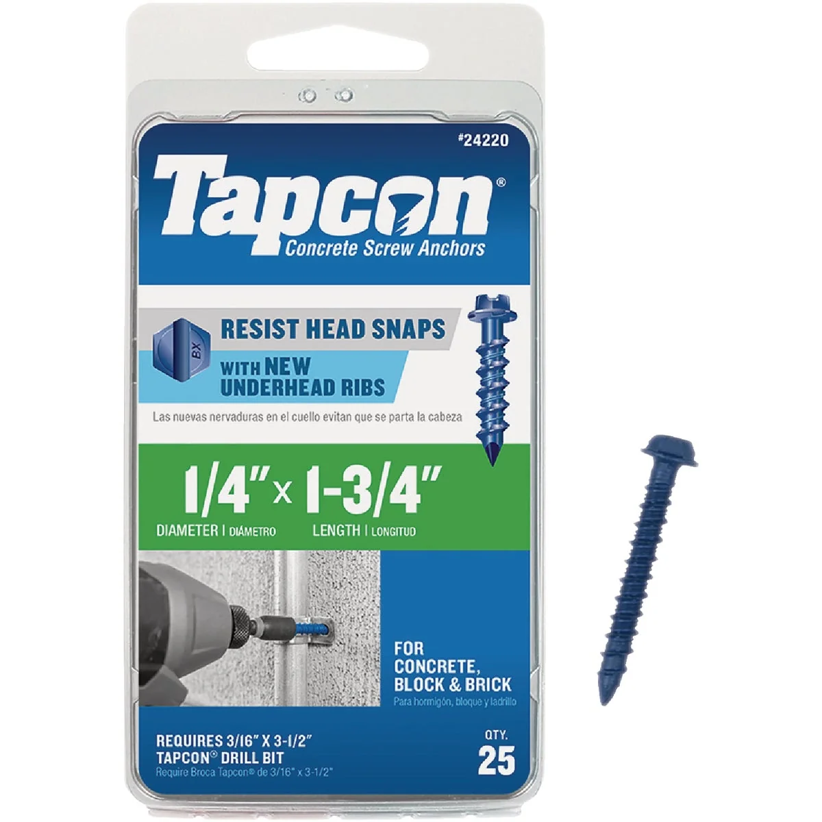 Healthy Tapcon 1 4 In. x 1-3 4 In. Hex Washer Head Concrete Screw Anchors 25 Ct. Prestigious