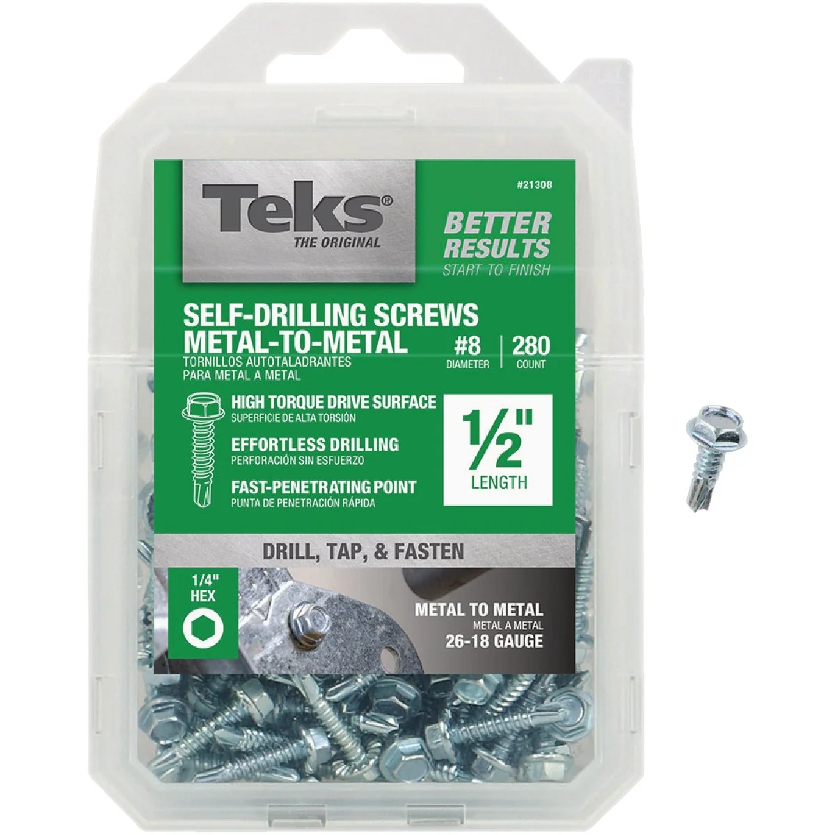 Solid Teks 8 x 1 2 In. Hex Washer Head Drill Point Metal to Metal Screw 280 Ct. Minimalist