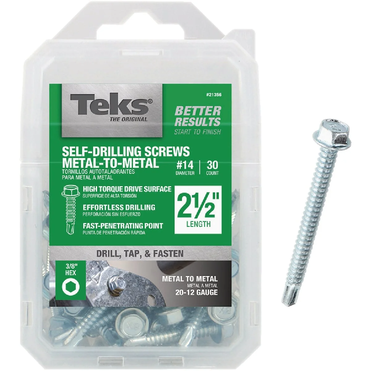 Selected Teks 14 x 2-1 2 In. Hex Washer Head Drill Point Metal to Metal Screw 30 Ct. High-Performance