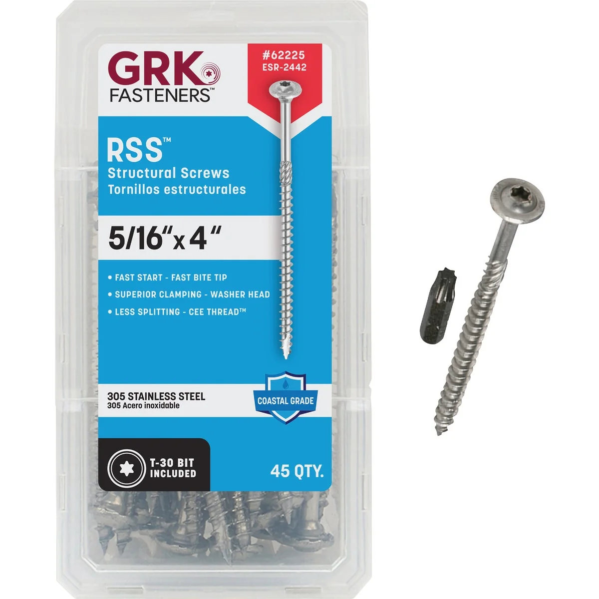 Sophisticated GRK RSS Rugged 5 16 In. x 4 In. Stainless Steel Structure Screws 45 Ct. Clean