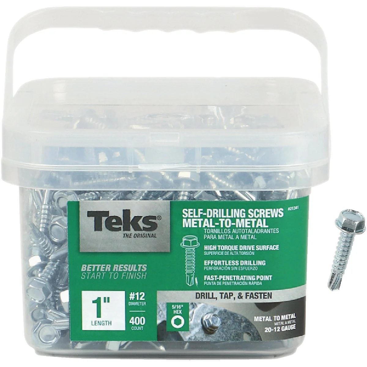 Excellent Teks 12 x 1 In. Hex Washer Head Drill Point Metal to Metal Screw 400 Ct. Top-Quality