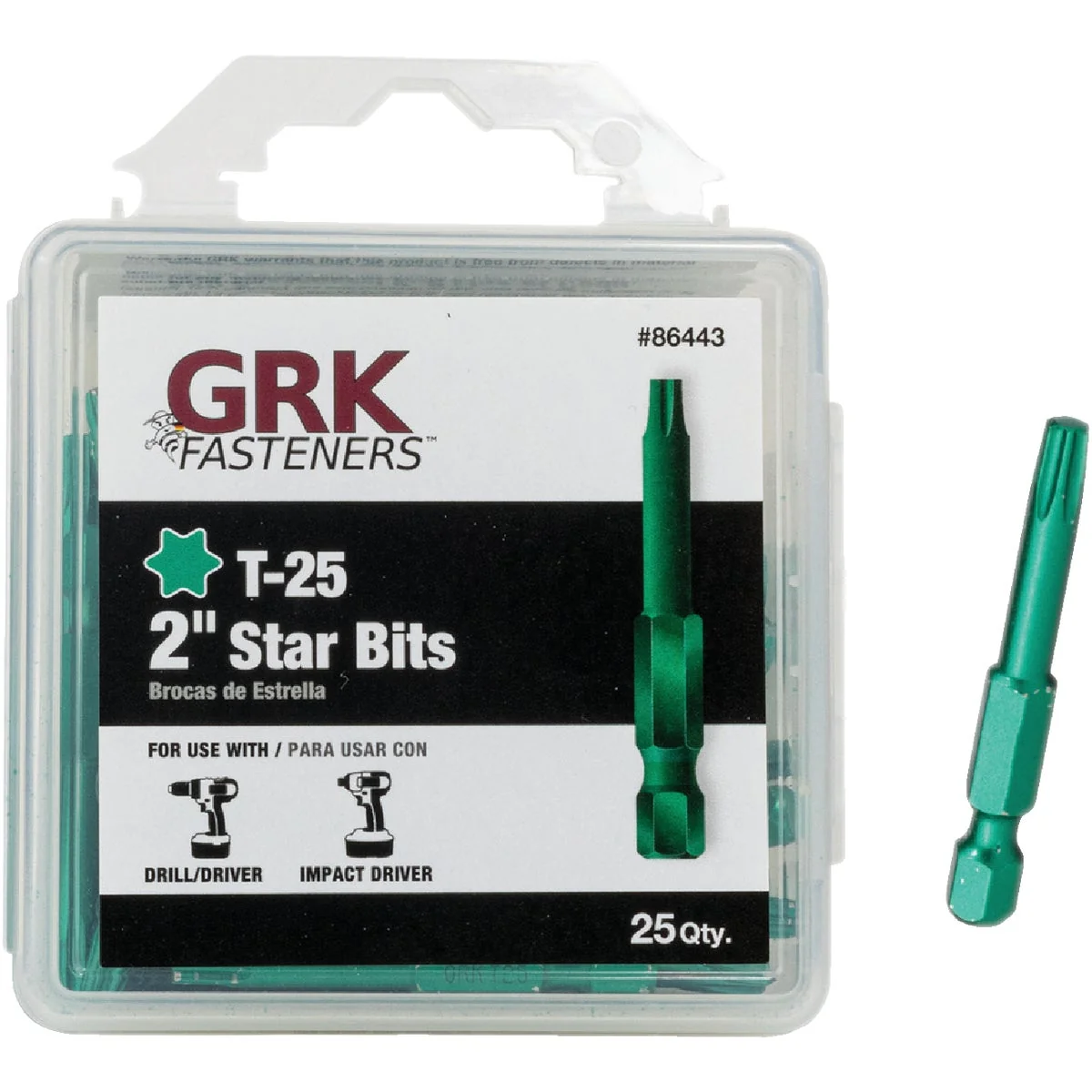 Recyclable GRK 2 In. T25 Torx Impact Screwdriver Bit 25 Ct. Superior