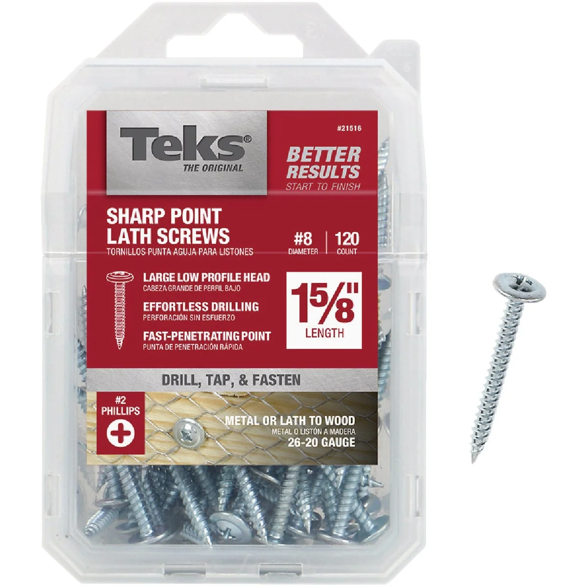 Responsible Teks 8 x 1-5 8 In. Modified Truss Head Sharp Point Lath Screw 120 Ct. Traditional