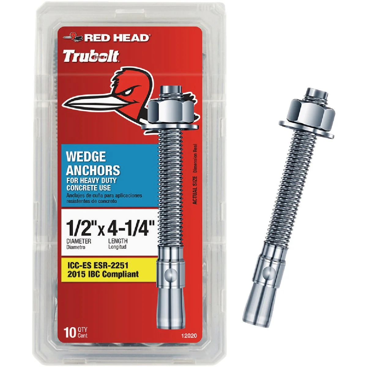 Unique Red Head 1 2 In. x 4-1 4 In. Wedge Anchor 10 Ct. Relaxed