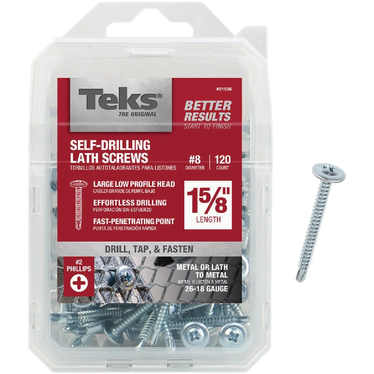 Responsible Teks 8 x 1-5 8 In. Modified Truss Head Drill Point Lath Screw 120 Ct. Versatile