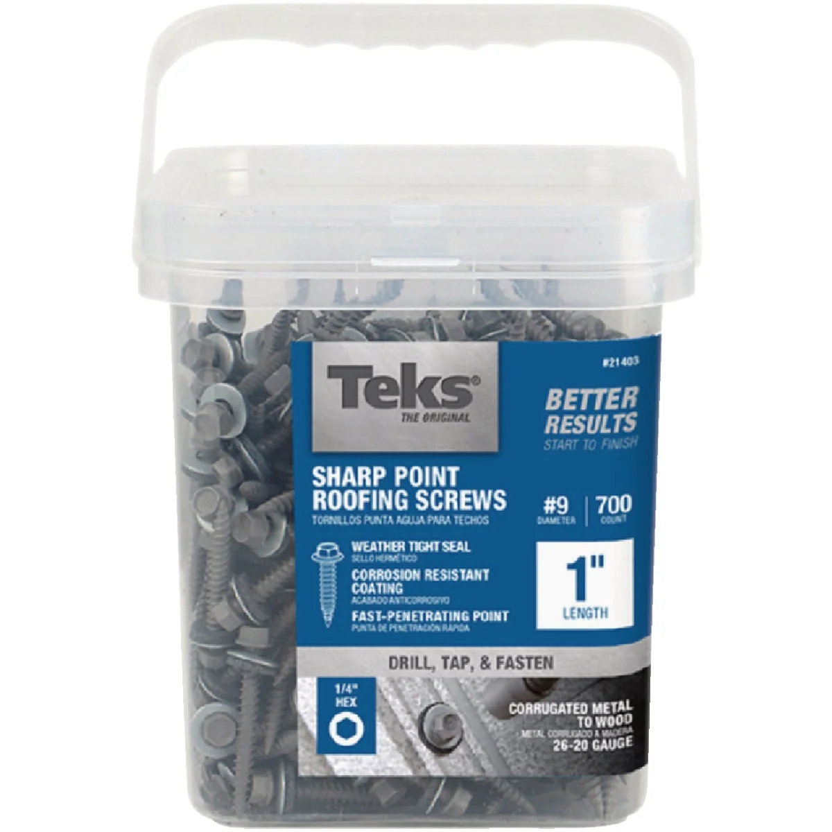 Specialty Teks 9 x 1 In. Hex Washer Head Sharp Point Metal to Wood Roofing Screw 700 Ct. Genuine