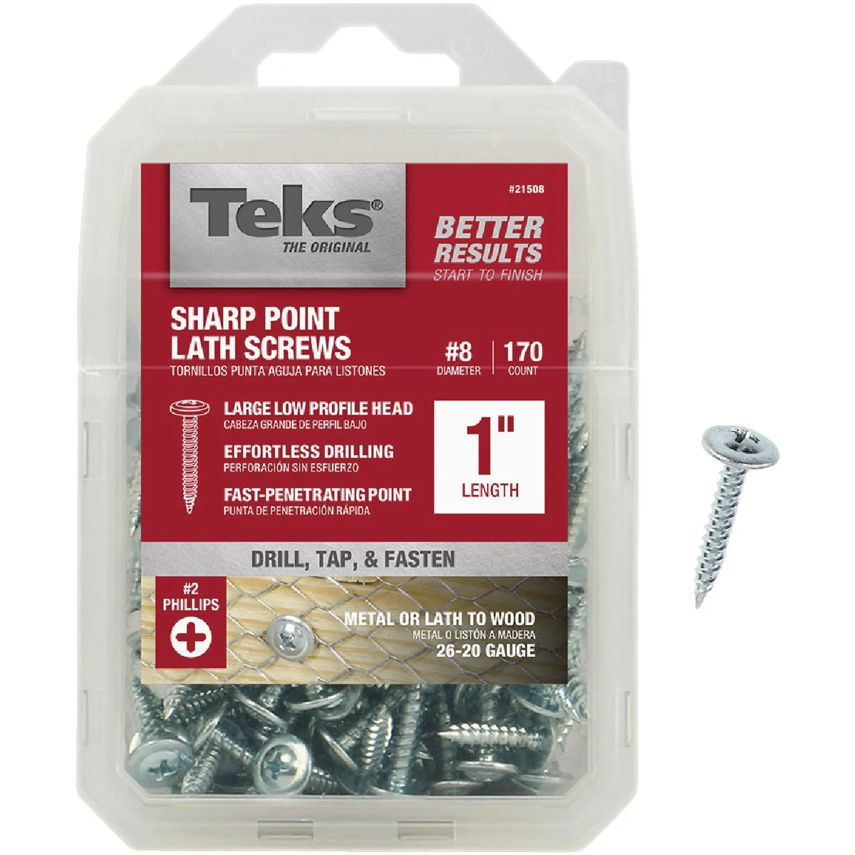 Breathable Teks 8 x 1 In. Modified Truss Head Sharp Point Lath Screw 170 Ct. Long-Lasting