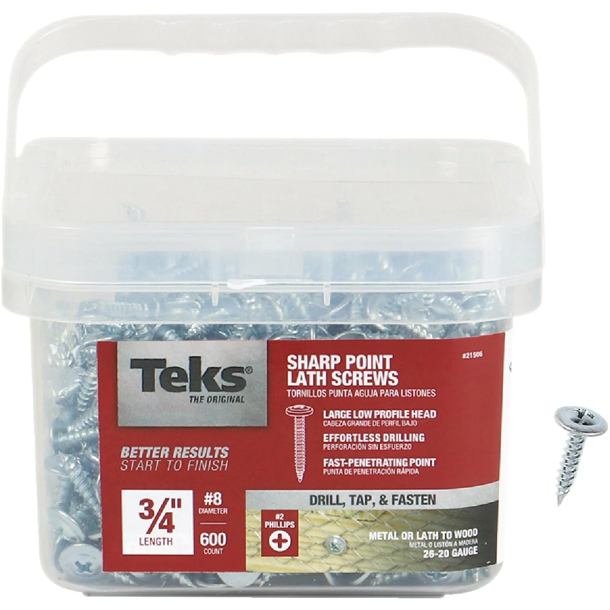 Organic Teks 8 x 3 4 In. Modified Truss Head Sharp Point Lath Screw 600 Ct. Relaxed