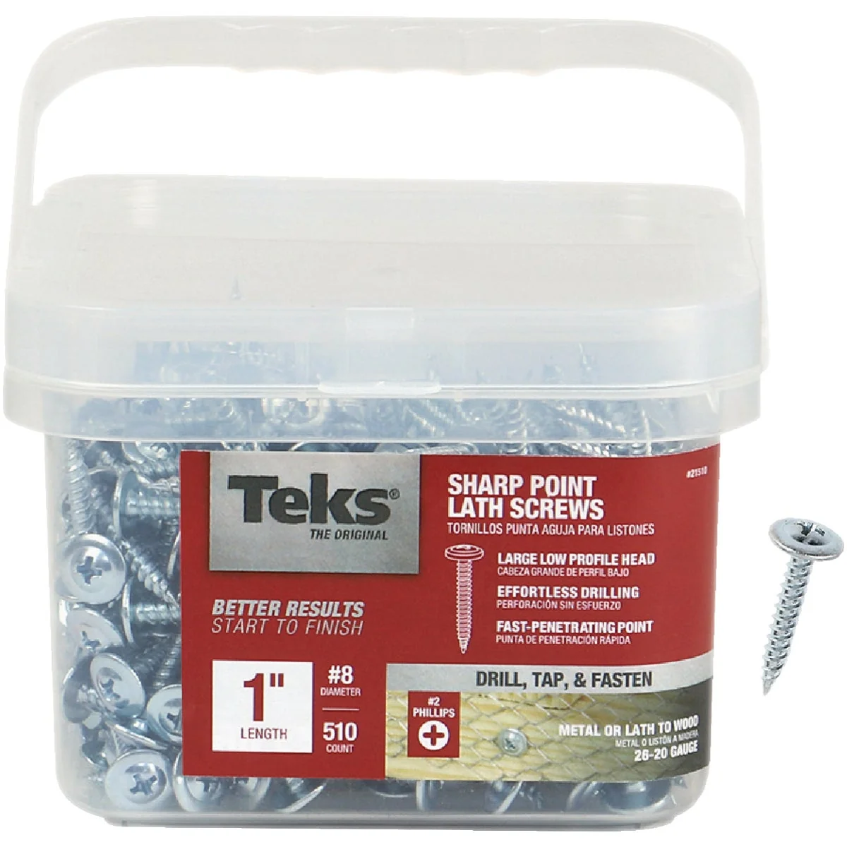 Organic Teks 8 x 1 In. Modified Truss Head Sharp Point Lath Screw 510 Ct. Convenient