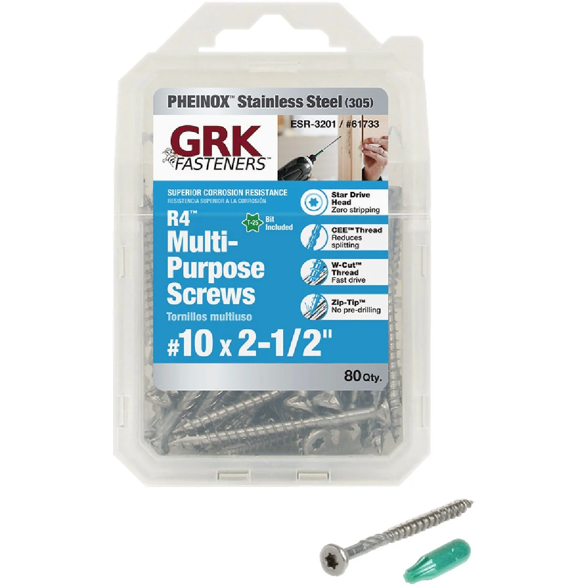 Prestigious GRK R4 10 x 2-1 2 In. Stainless Steel Multi-Purpose Wood Screws 80 Ct. Practical