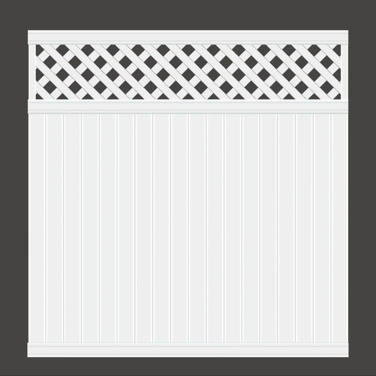 Professional 6 Ft. H. x 6 Ft. L. Lattice Top White Vinyl Privacy Fence Modern