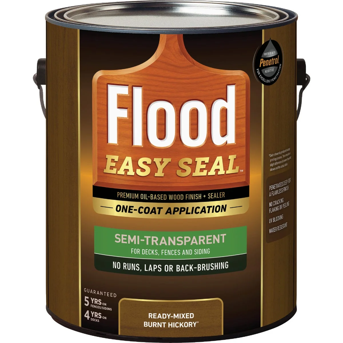 First-Class Flood Easy Seal Semi-Transparent Premium Oil-Based Stain and Sealer Burnt Hickory 1 Gal. Eco-Friendly