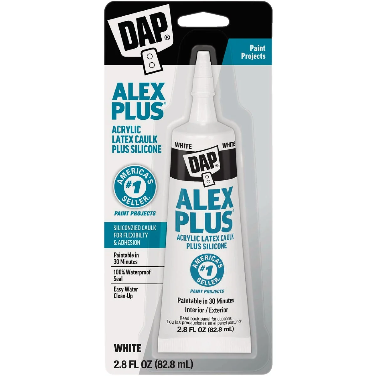 Professional DAP Alex Plus 2.8 Oz. All-Purpose White Siliconized Acrylic Latex Caulk Traditional