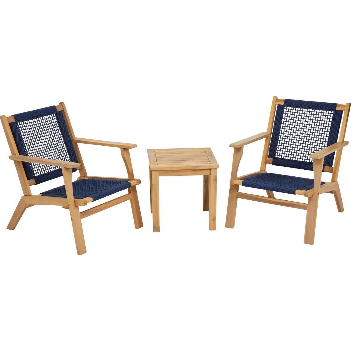 Recyclable 3-Piece Navy Acacia Wood Chat Set Casual