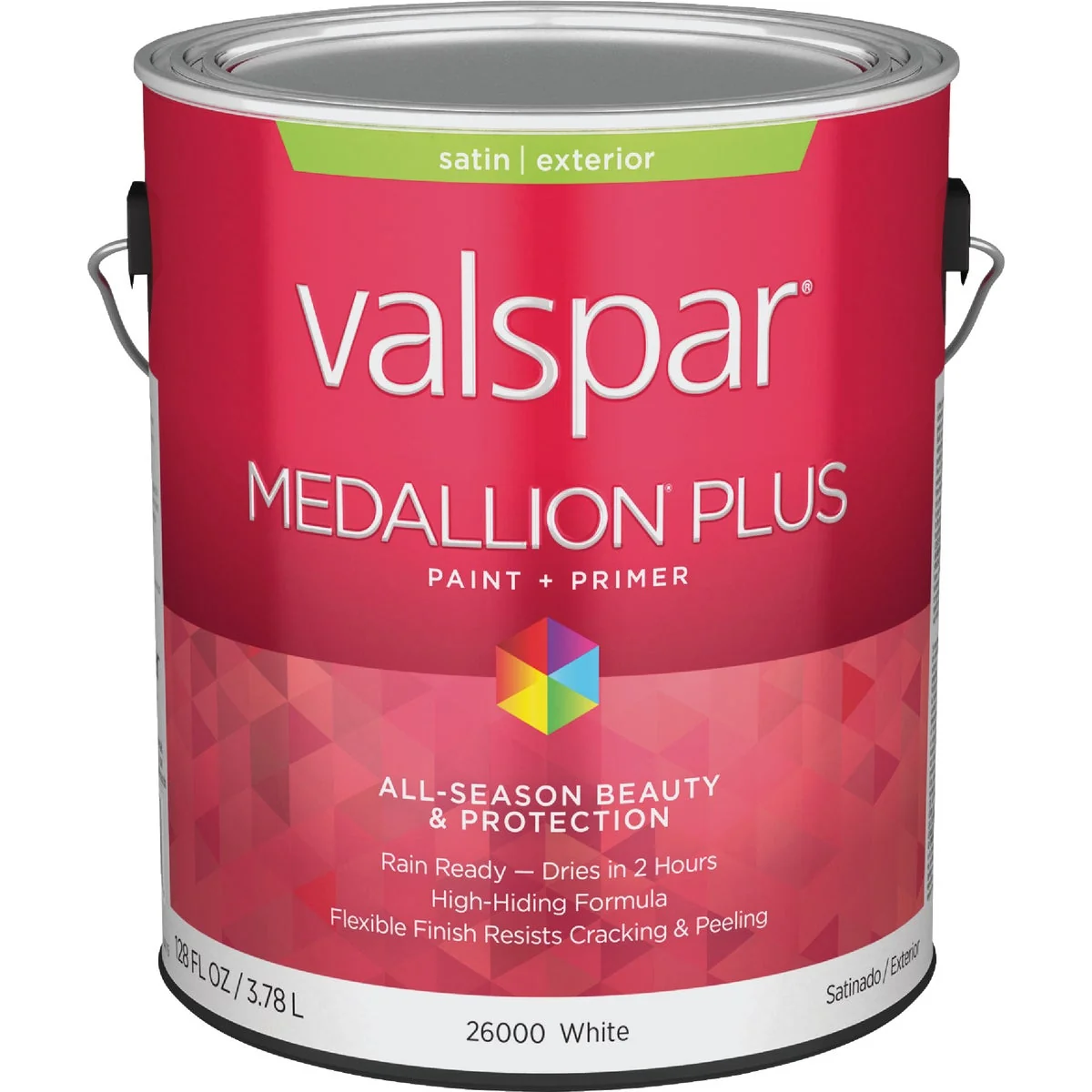 Official Valspar Medallion Plus Premium Paint Primer Satin Exterior Paint White 1 Gal. Detailed