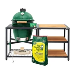 Crafted Large Big Green Egg in Modular Nest with Expansion and 3 Acacia Inserts Package Healthy