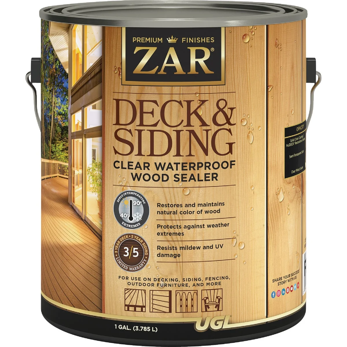 Soft ZAR 1 Gal. Deck Siding Clear Waterproof Wood Sealer Specialty