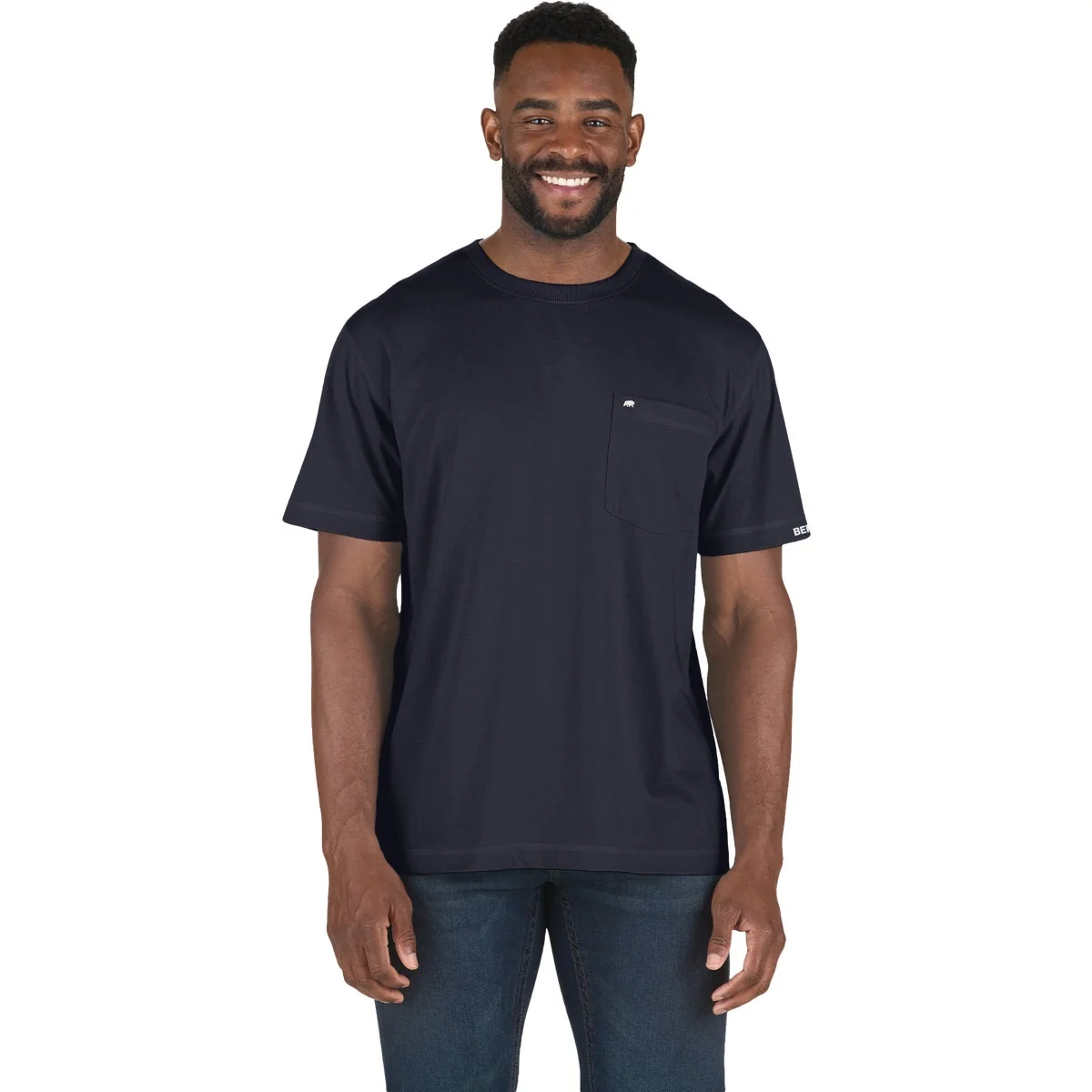 Optimized Berne Performance Men's Tall 2XL Navy Short Sleeve Pocket T-Shirt Safe