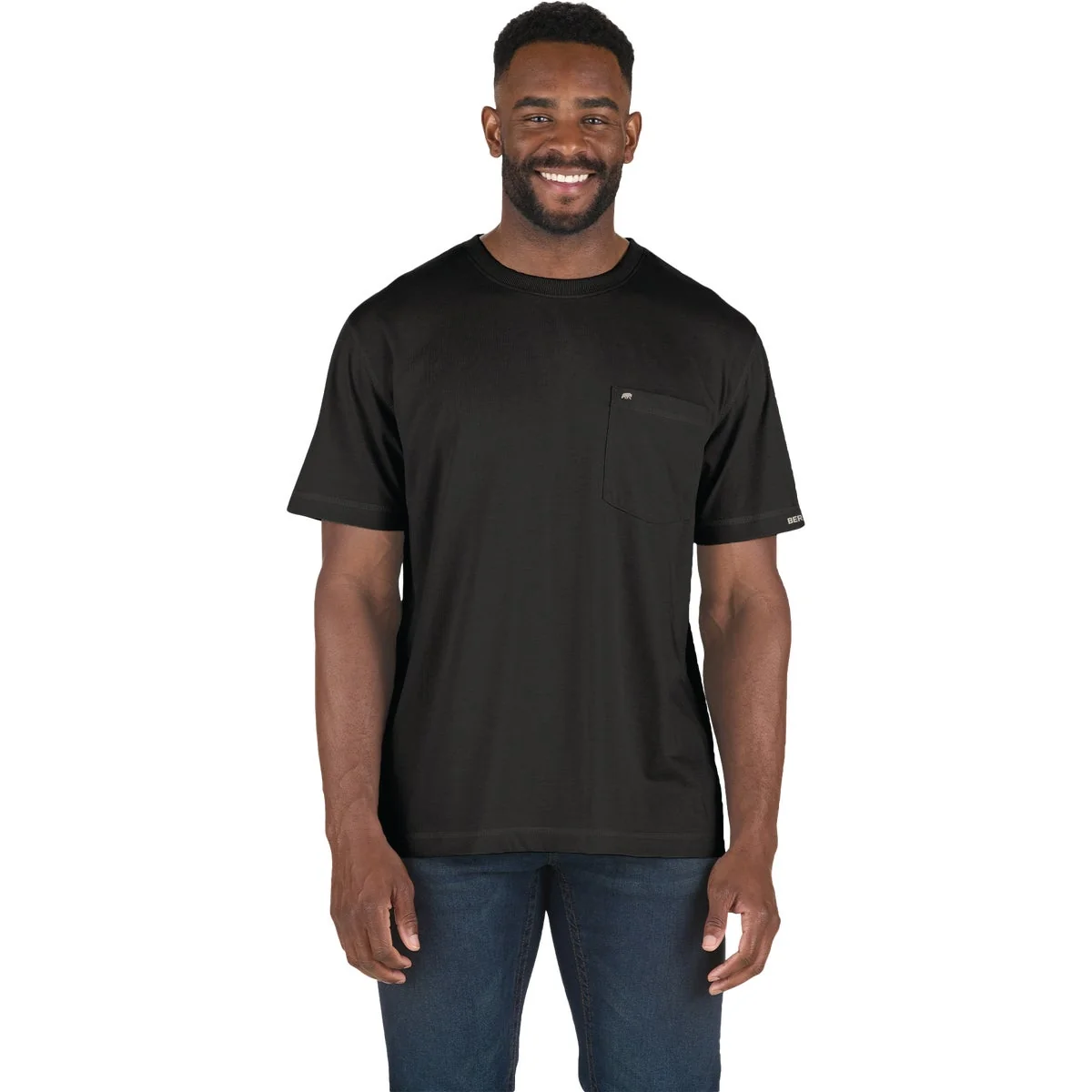 Eco-Friendly Berne Performance Men's Large Black Short Sleeve Pocket T-Shirt Smart