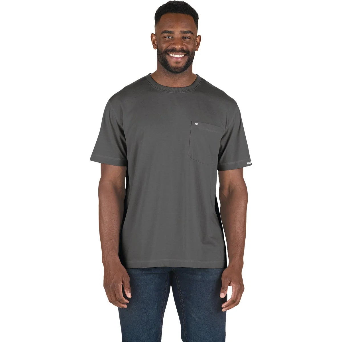 Breathable Berne Performance Men's Large Slate Short Sleeve Pocket T-Shirt Pure