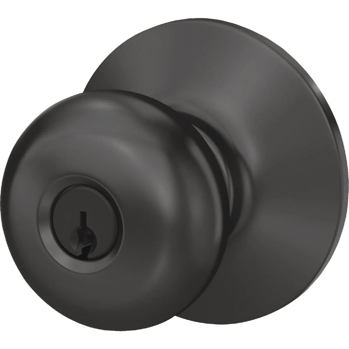 Professional Schlage Plymouth Matte Black Knob Keyed Entry Elegant