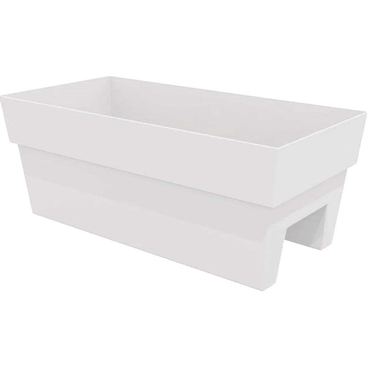 Traditional Bloem Finley 24 In. W. Recycled Ocean Plastic Casper White Rail Planter Lightweight
