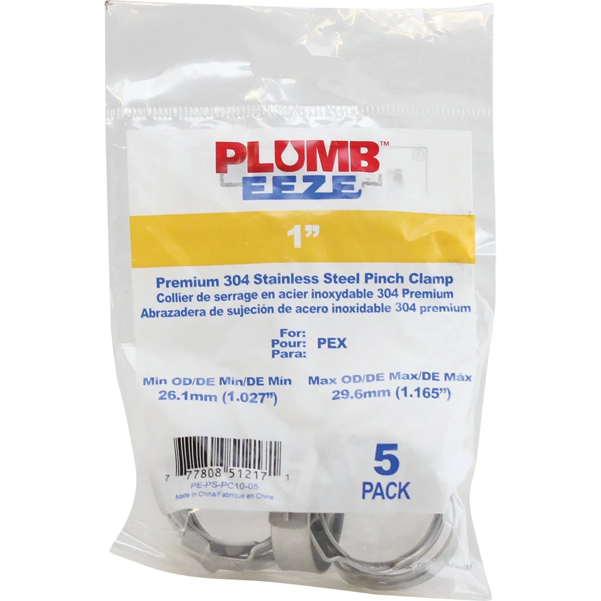 Convenient Plumbeeze 1 In. Stainless Steel PEX-B Pinch Clamp 5-Pack Stylish
