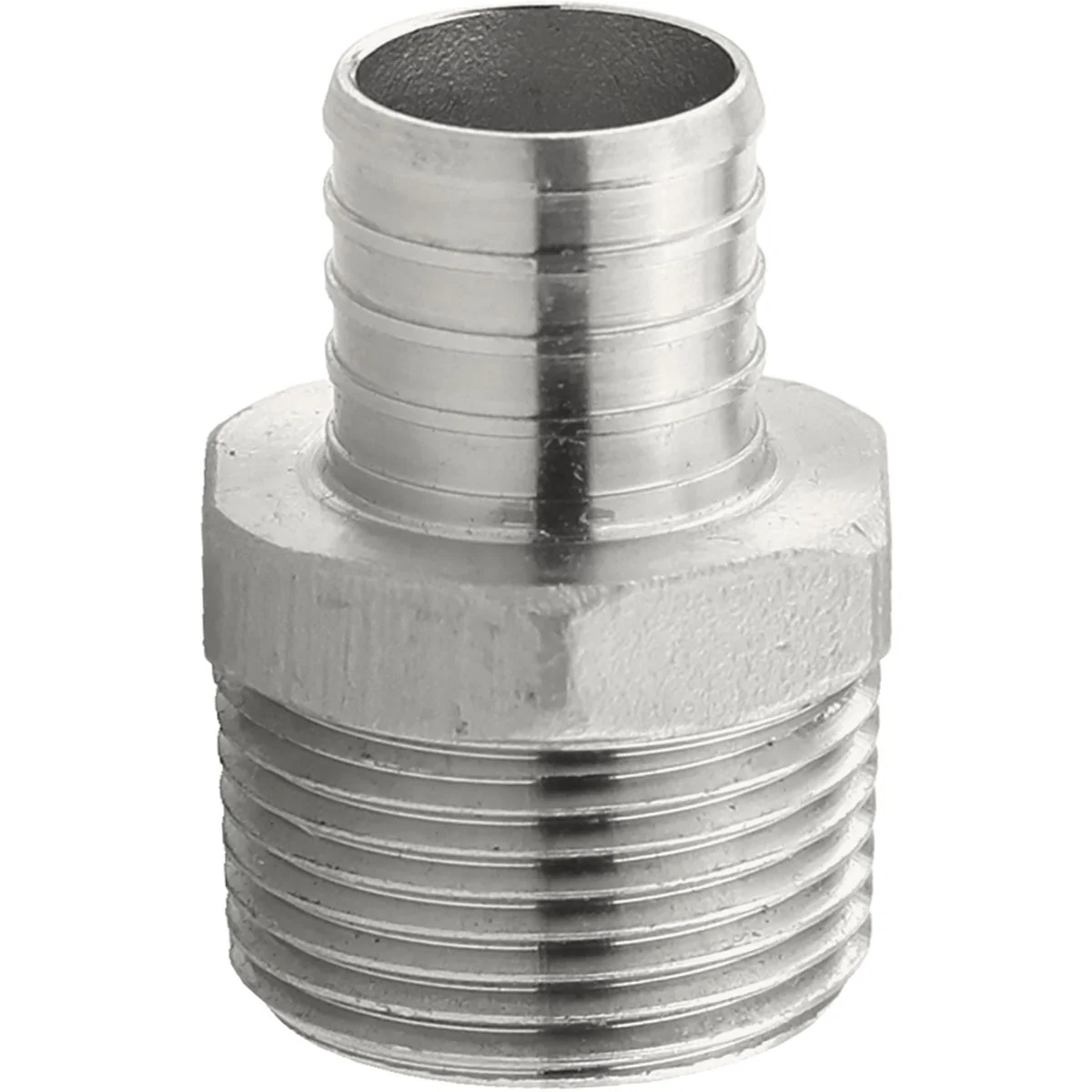 Authentic Plumbeez 1 In. x 1 In. MPT Stainless Steel PEX Adapter Refined