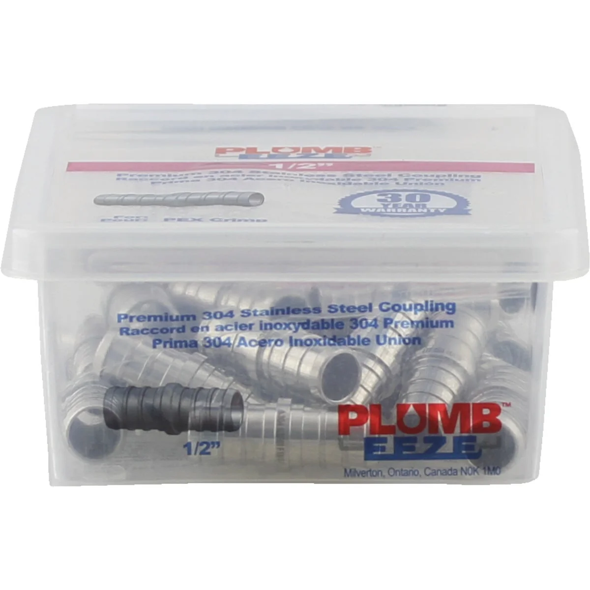 Safe Plumbeeze 1 2 In. Stainless Steel PEX Coupling 25-Pack Practical
