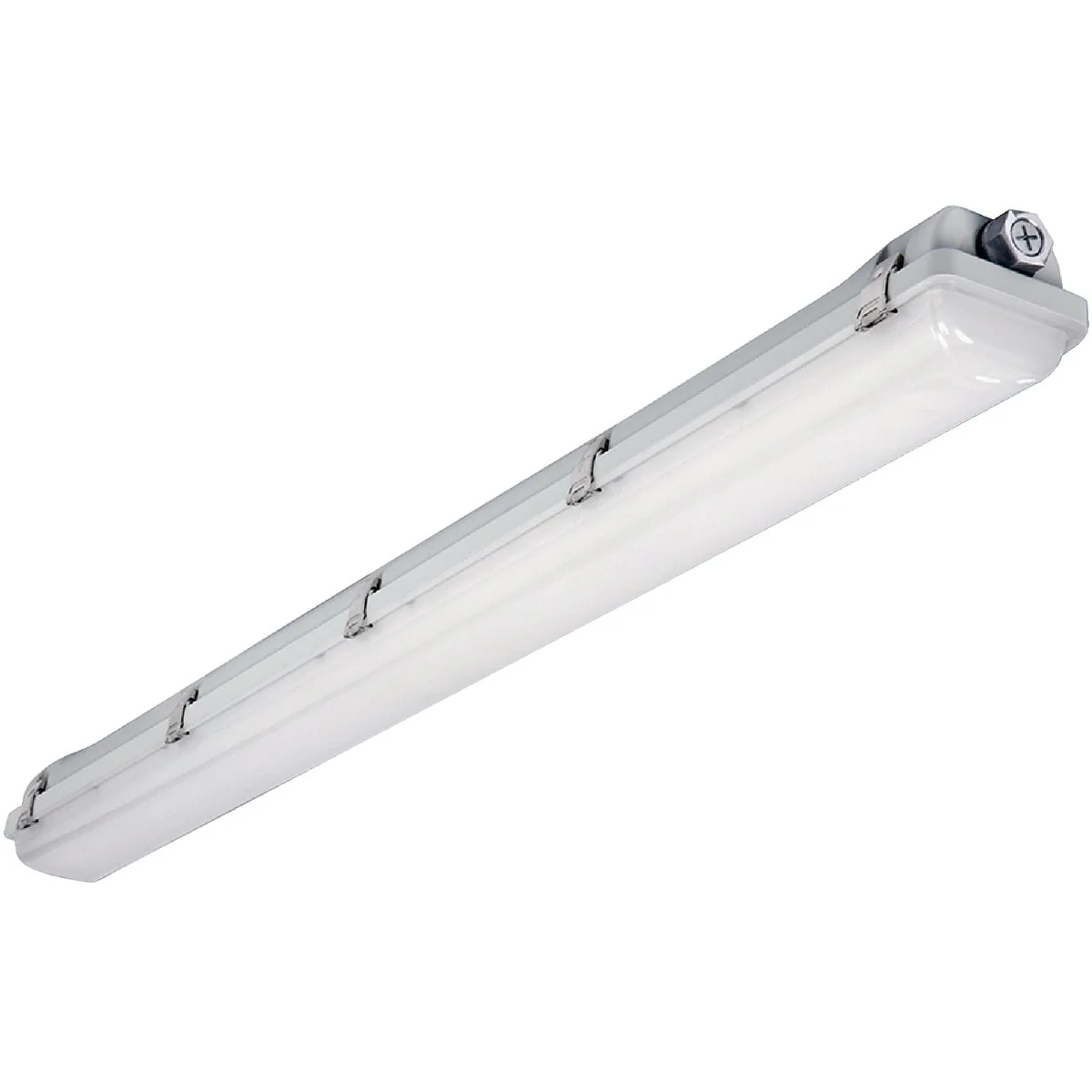 Smooth Metalux 4 Ft. LED Industrial Vaportite Strip Light Ceiling Fixture Selectable CCT Lumens Optimized